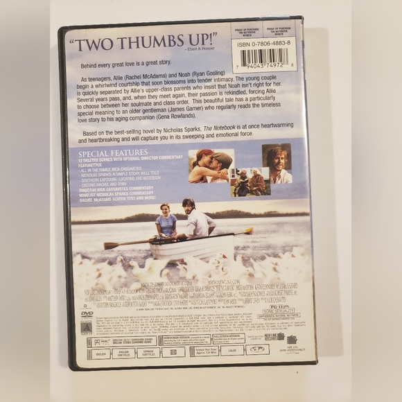 2004 The Notebook DVD| Nicholas Sparks!! - Picture 2 of 6